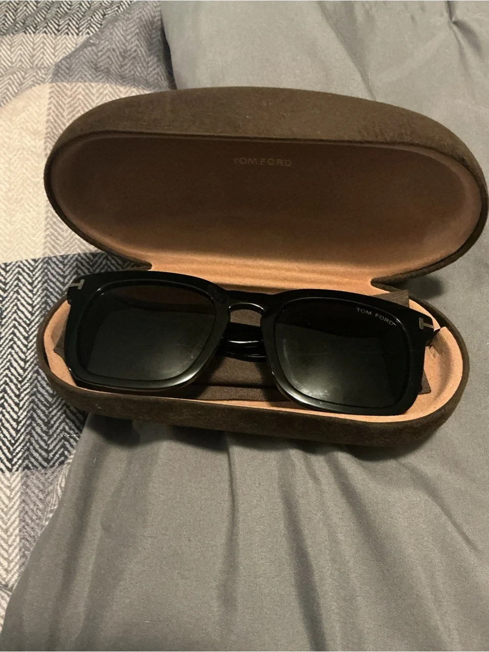 Tom Ford Black Sunglasses with Brown Case